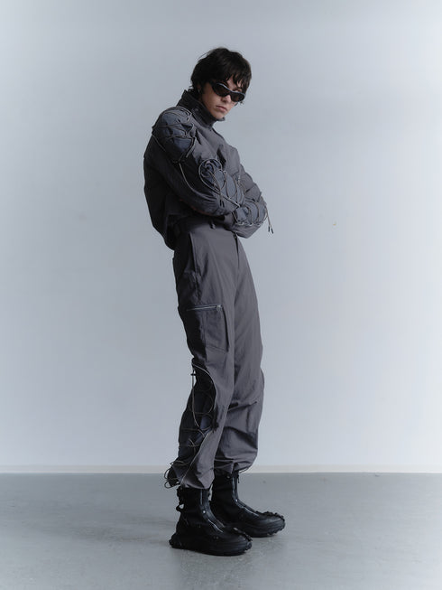 CODE MAZE ECO FABRIC BOMBER JACKET -GRAY (BAMBOO CHARCOAL)-